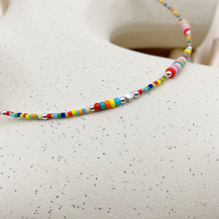 Colier multicolor cu Inimioara si bile din Argint 925 [3]