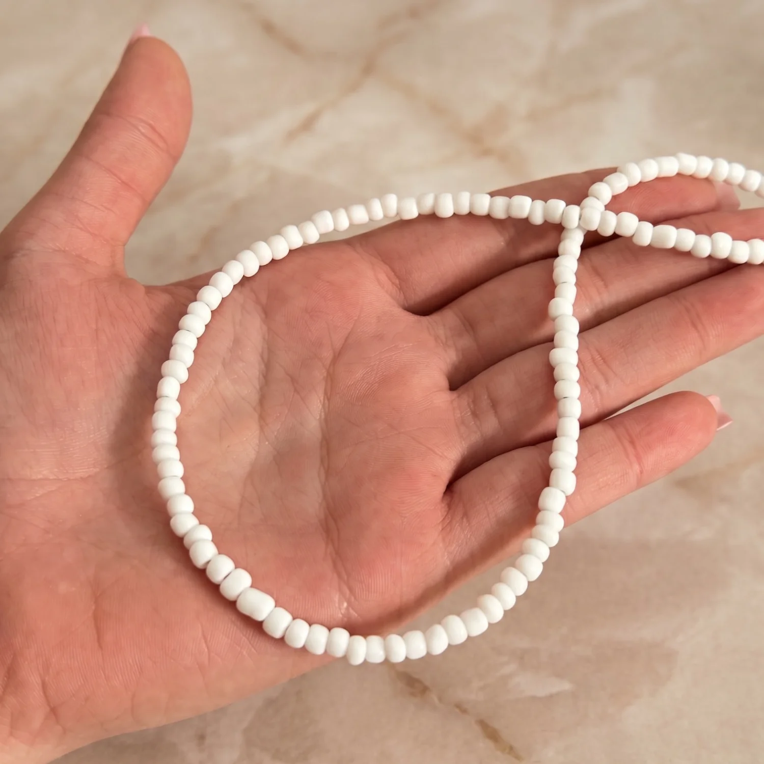 Colier cu margele albe si inchidere din Argint 925, reglabil 38-41 cm [3]