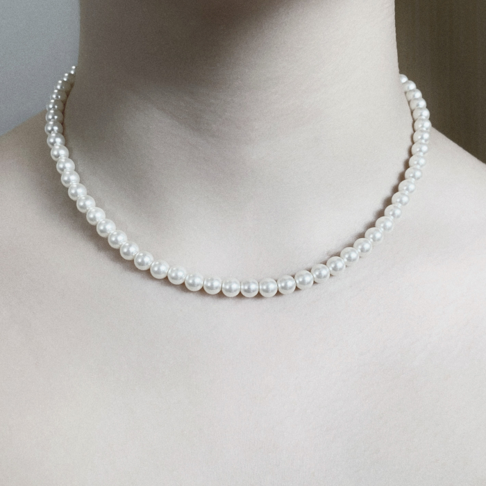 Colier cu Perle Preciosa albe si inchidere din Argint 925 [3]