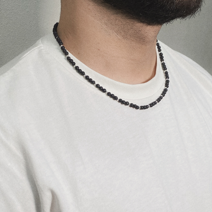 Colier cu pietre Lava si bile din Argint 925 [3]