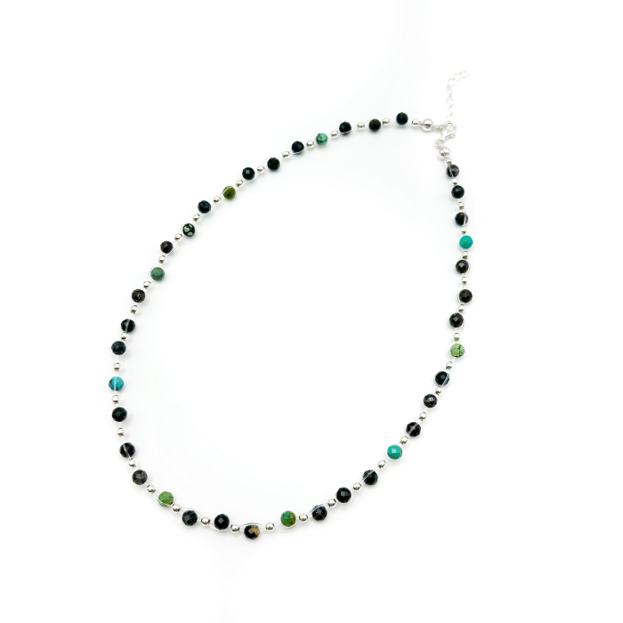 Colier cu pietre naturale Turcoaz African si accesorii din Argint 925 [3]