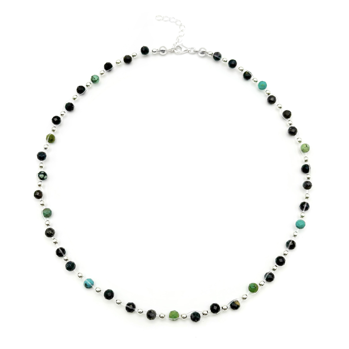 Colier cu pietre naturale Turcoaz African si accesorii din Argint 925 [1]