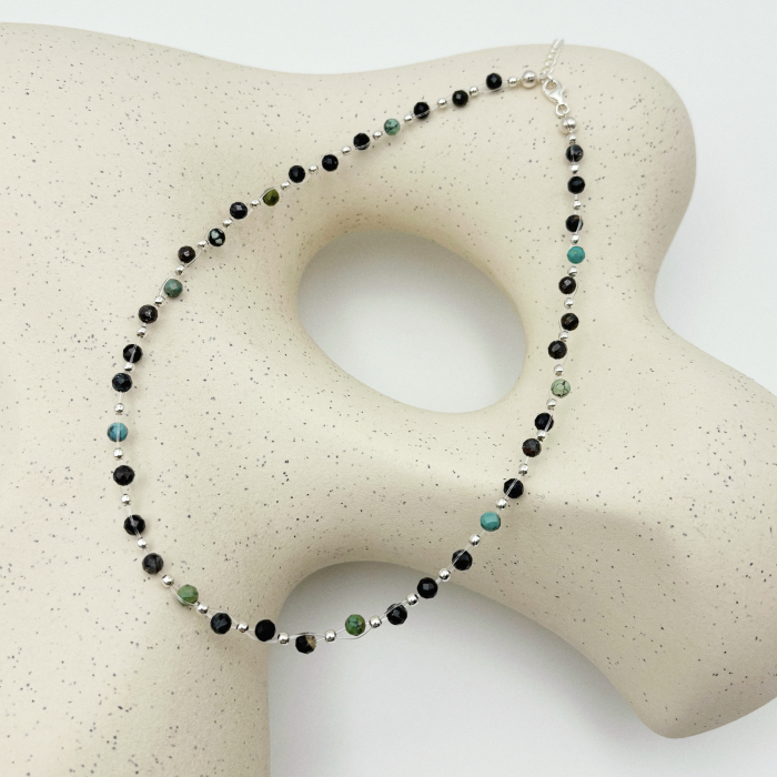 Colier cu pietre naturale Turcoaz African si accesorii din Argint 925 [4]