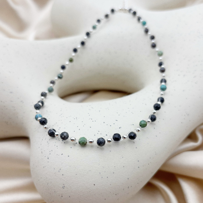 Colier cu pietre naturale Turcoaz African si accesorii din Argint 925 [2]