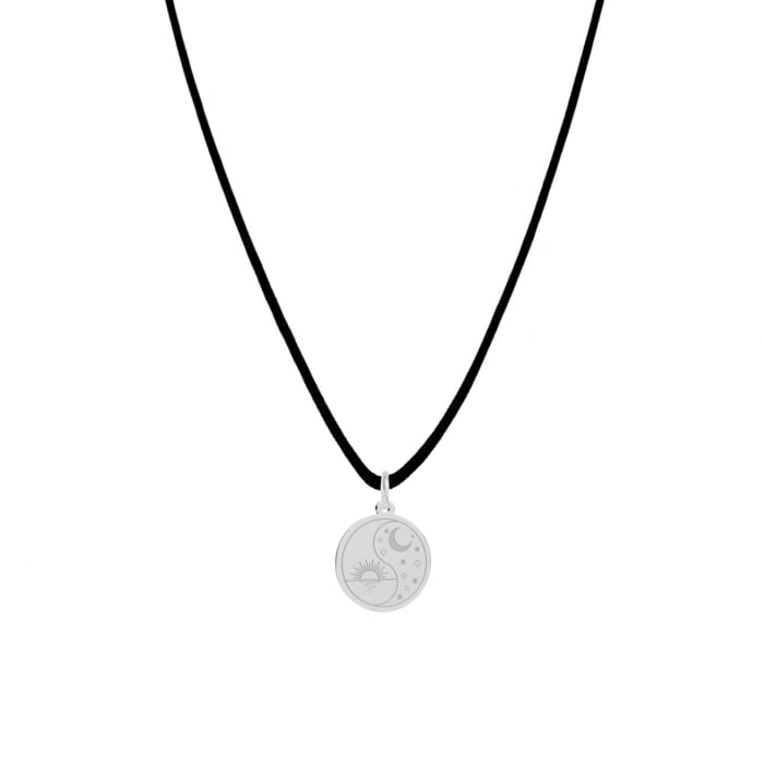 Colier cu snur si pandantiv Soare si Luna din Argint 925 [1]