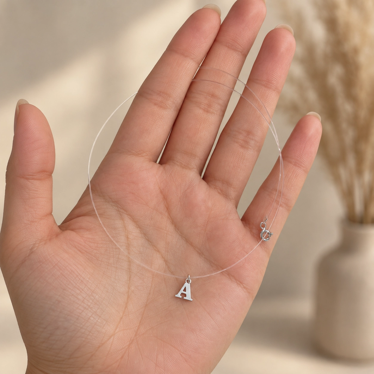 Colier fir transparent cu initiala A din Argint 925 [2]