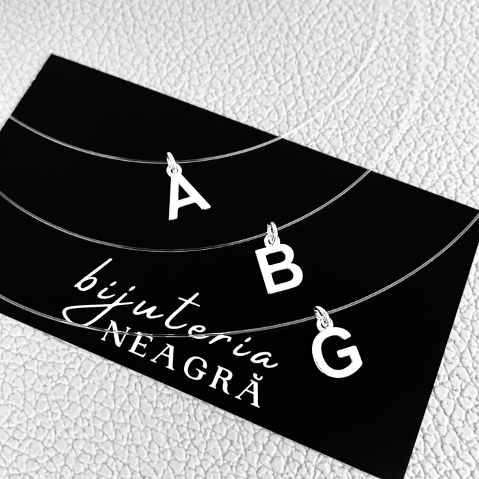 Colier fir transparent cu initiala B din Argint 925 [3]