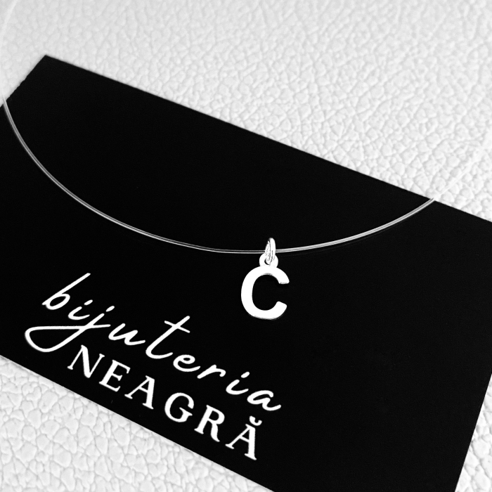 Colier fir transparent cu initiala C din Argint 925 [3]