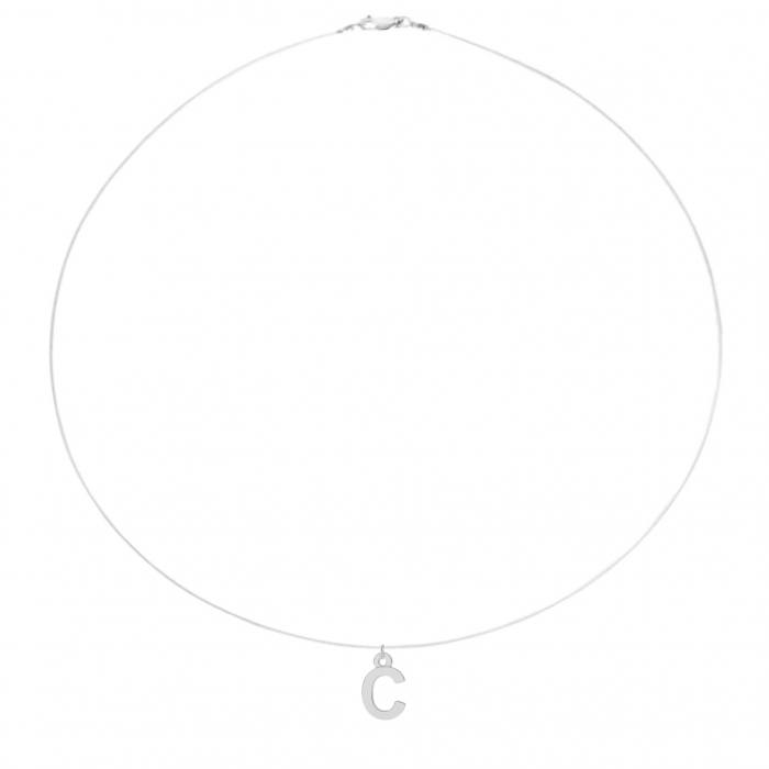 Colier fir transparent cu initiala C din Argint 925 [1]