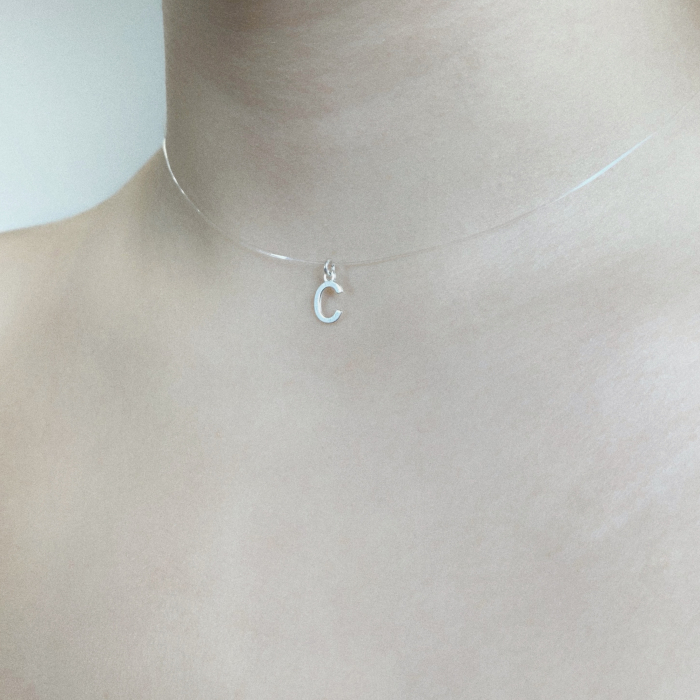 Colier fir transparent cu initiala C din Argint 925 [2]