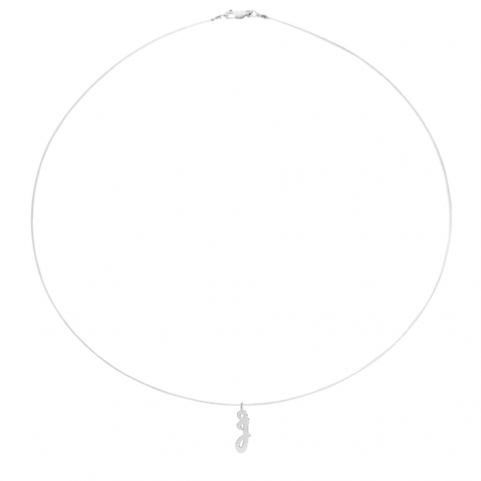 Colier fir transparent cu initiala J din Argint 925 [1]