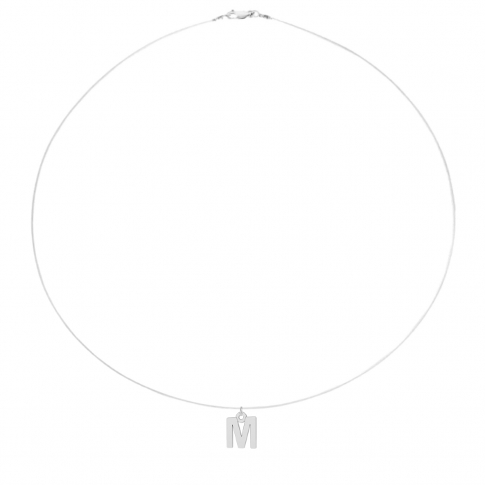 Colier fir transparent cu initiala M din Argint 925 [1]