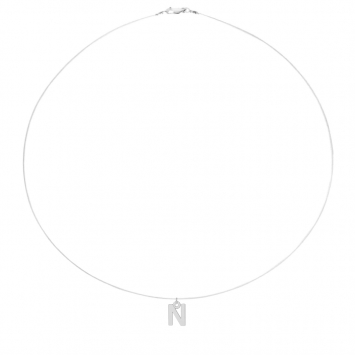 Colier fir transparent cu initiala N din Argint 925 [1]