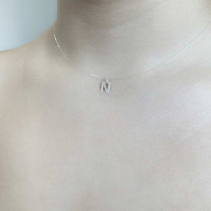 Colier fir transparent cu initiala N din Argint 925 [2]