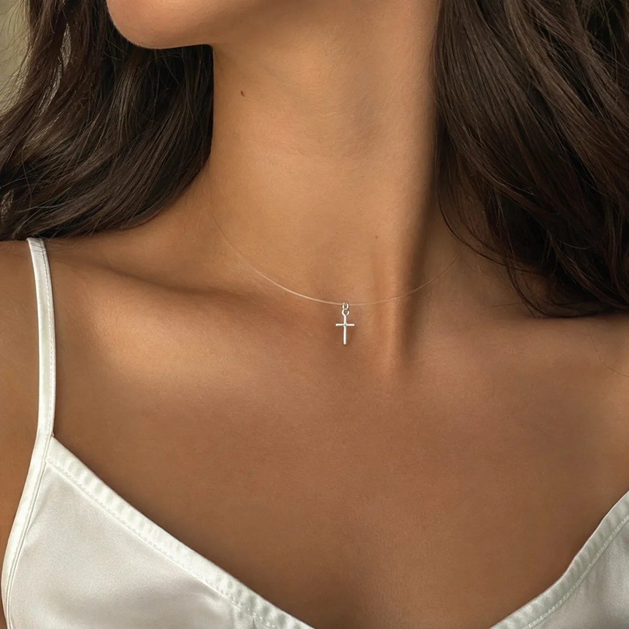 Colier fir transparent cu pandantiv Cruciulita din Argint 925 [2]