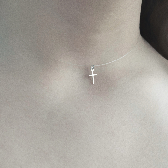 Colier fir transparent cu pandantiv Cruciulita din Argint 925 [2]
