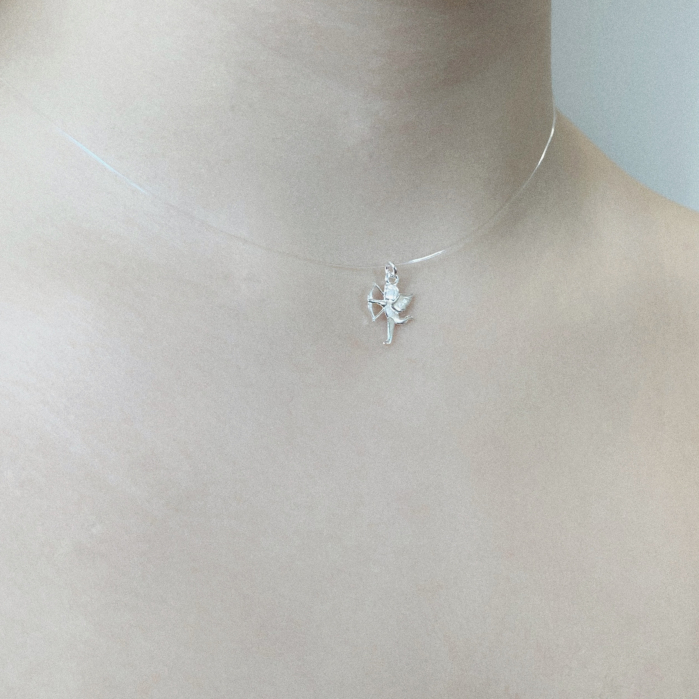 Colier fir transparent cu pandantiv Cupidon din Argint 925 [2]