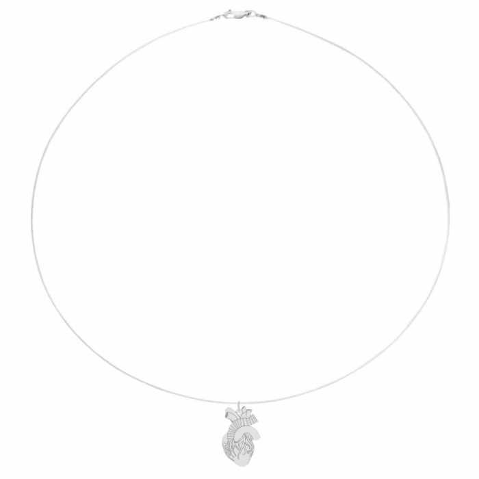 Colier fir transparent cu pandantiv Inima Anatomica din Argint 925 [1]