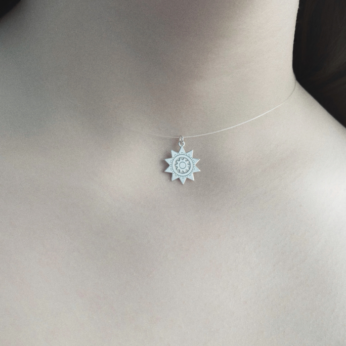 Colier fir transparent cu pandantiv Soare din Argint 925 [2]