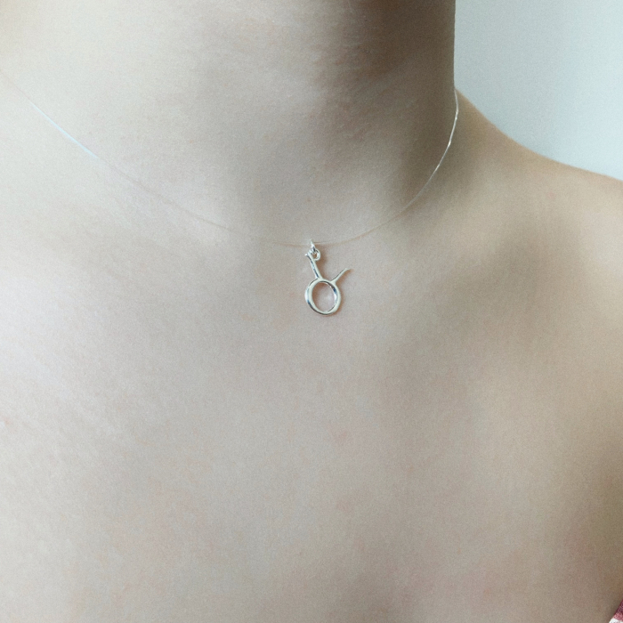 Colier fir transparent cu pandantiv zodia Taur din Argint 925 [2]