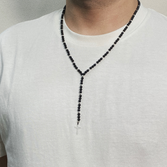 Colier tip Rozariu cu pietre Onix si accesorii din Argint 925 [4]
