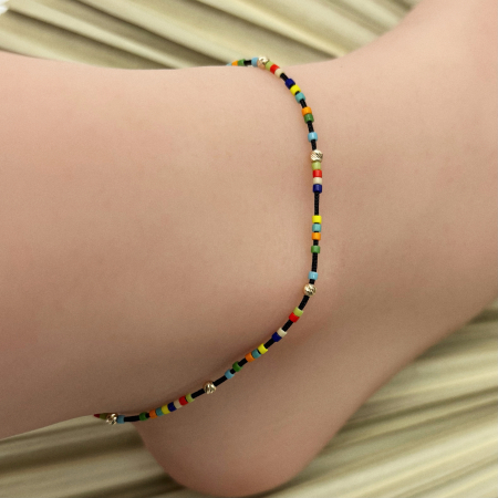 Bratara de picior cu bile din AUR 14K si Margele Miyuki Multicolor [1]