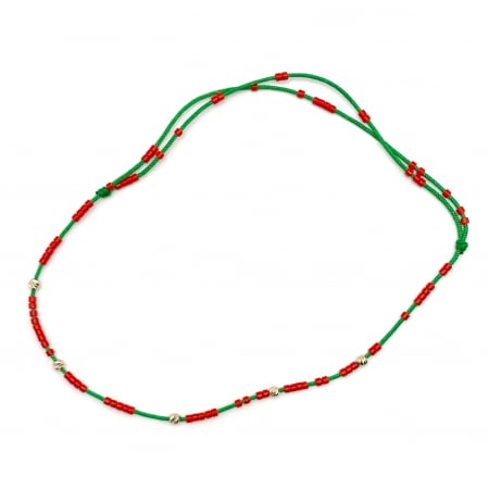 Brățări de picior cu Aur - Bratara de picior cu bile din AUR 14K si Margele Miyuki Rosii