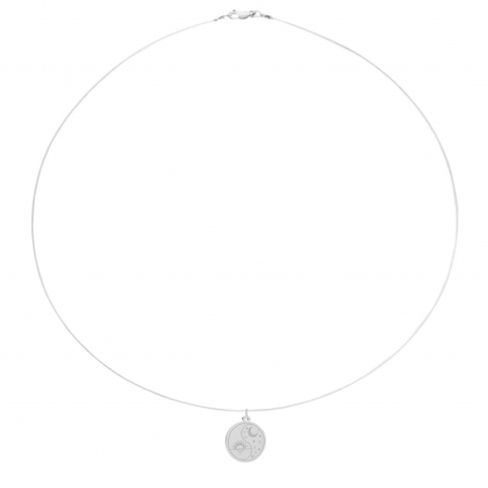 Coliere cu fir transparent - Colier fir transparent cu pandantiv Soare si Luna din Argint 925