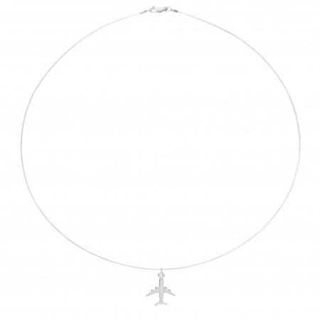 Coliere cu fir transparent - Colier fir transparent cu pandantiv Avion din Argint 925