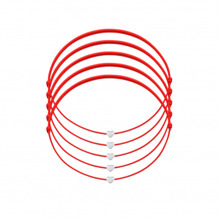 Argint 925 - Set 5 Bratari Martisor cu Mini Inimioara din Argint 925