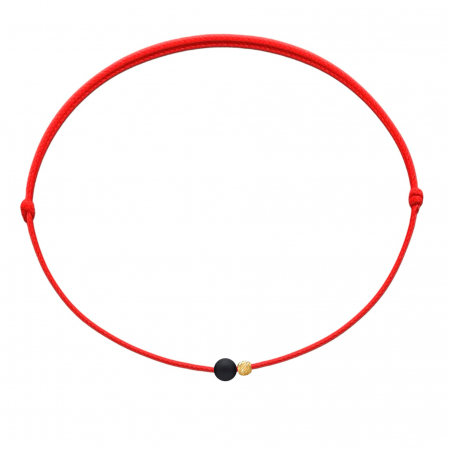 Aur 14K - Brățară Mărțișor cu biluță din AUR 14K și Onix mat