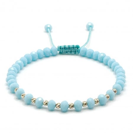 NOUTĂȚI - Bratara cu 10 bile din AUR 14K si cristale Baby Blue