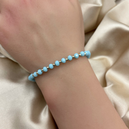 Bratara cu 10 bile din AUR 14K si cristale Baby Blue [2]
