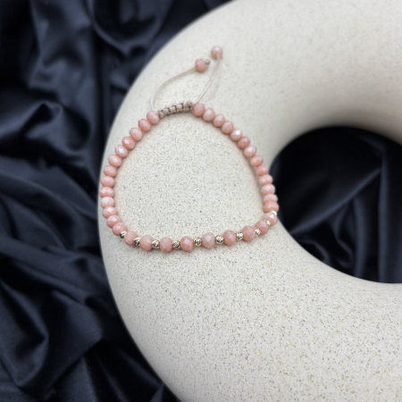 Bratara cu 10 bile din AUR 14K si cristale Bej Rose [1]