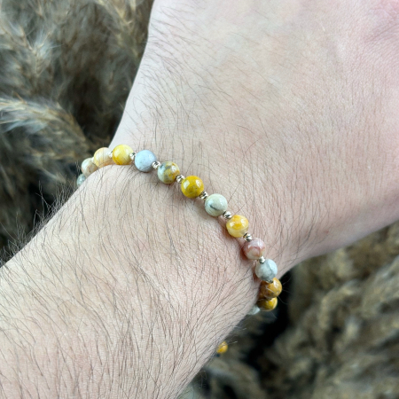 Bratara cu 20 bile din AUR 14K si Agat de 6mm [2]