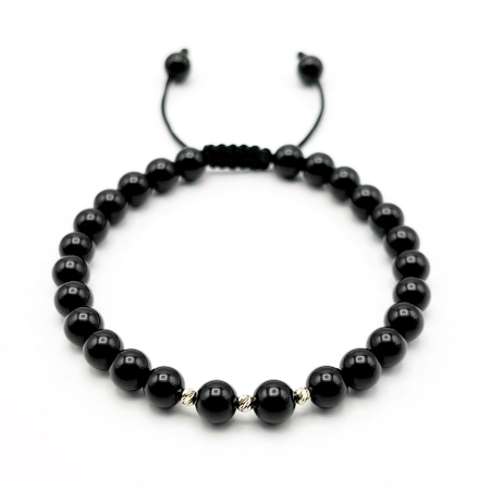 BRĂȚĂRI - Bratara cu 3 bile din AUR 14K si pietre naturale Onix