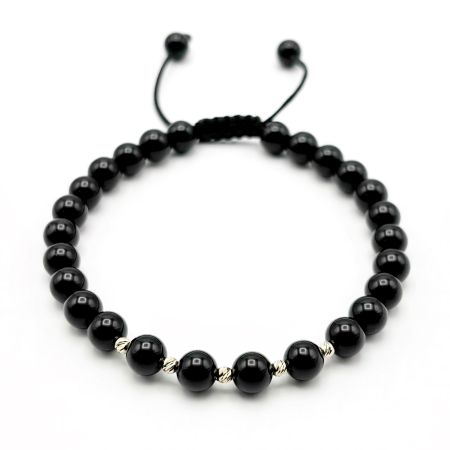 BRĂȚĂRI - Bratara cu 5 bile din AUR 14K si pietre naturale Onix