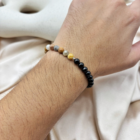 Bratara cu bila din Argint 925 si pietre naturale Onix si Agat [1]