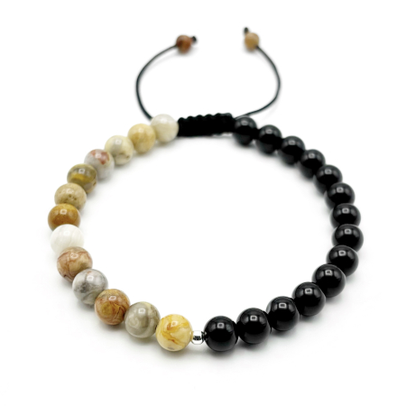 BRĂȚĂRI - Bratara cu bila din Argint 925 si pietre naturale Onix si Agat