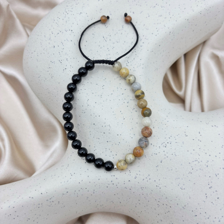 Bratara cu bila din Argint 925 si pietre naturale Onix si Agat [2]