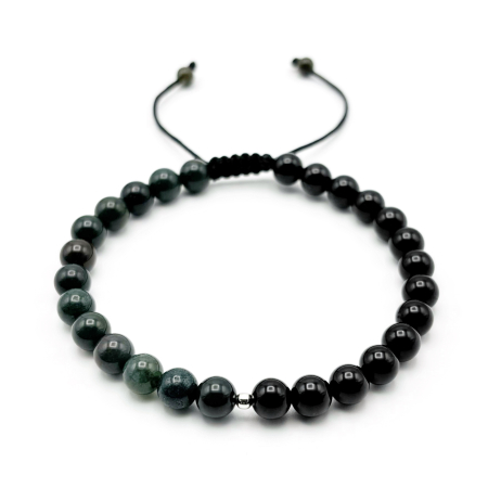 BRĂȚĂRI - Bratara cu bila din Argint 925 si pietre naturale Onix si Agat Indian