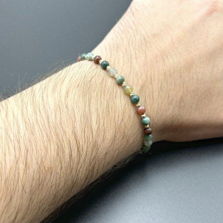 Bratara cu 10 bile din AUR 14K si Agat Indian [4]