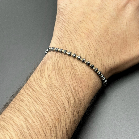 Bratara cu 30 bile din AUR 14K si pietre Hematit [3]