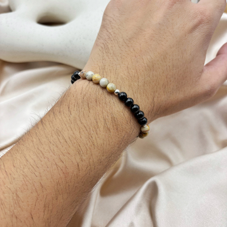 BRĂȚĂRI - Bratara cu bile din Argint 925 si pietre naturale Onix si Agat