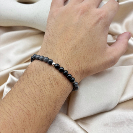 Bratara cu bile din Argint 925 si pietre naturale Onix si Labradorit [1]