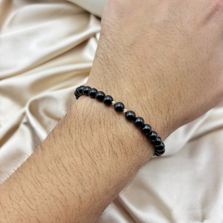 Bratara cu bile din AUR 14K si pietre naturale Onix [1]