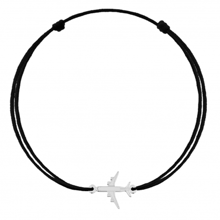 Brățări cu șnur reglabil (toate) - Bratara cu pandantiv Avion din Argint 925