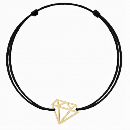Brățări cu șnur reglabil (toate) - Bratara cu pandantiv Diamant din AUR 14K