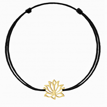 Brățări cu șnur reglabil (toate) - Bratara cu pandantiv Lotus din AUR 14K