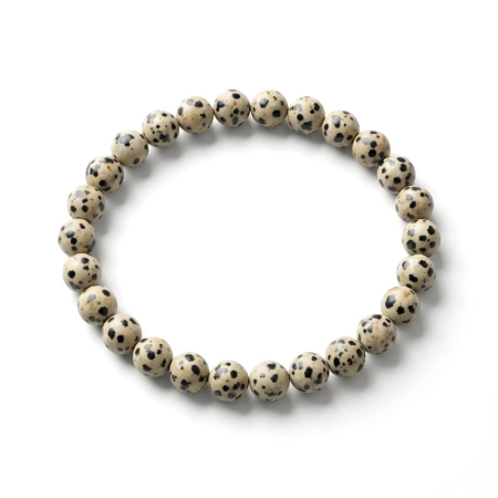 Brățări elastice cu pietre semiprețioase - Bratara cu Pietre Semipretioase Naturale Jasp Dalmatian de 6mm, unisex